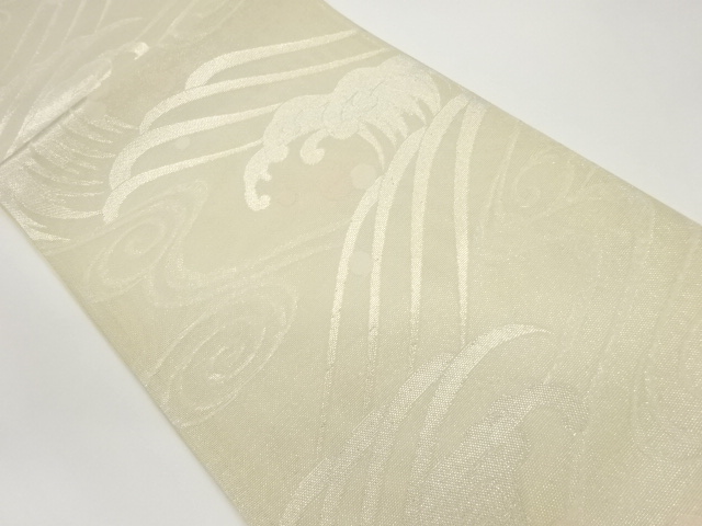 JAPANESE FUKURO OBI FOR SUMMER / GIN-TOSHI / WOVEN ROUGH WAVE